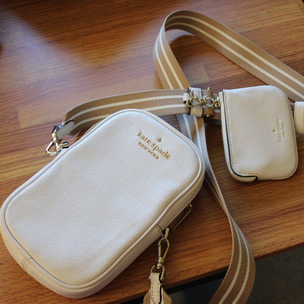 NWT Kate Spade Rosie Pebbled Leather North South Phone Zip Crossbody Parchment